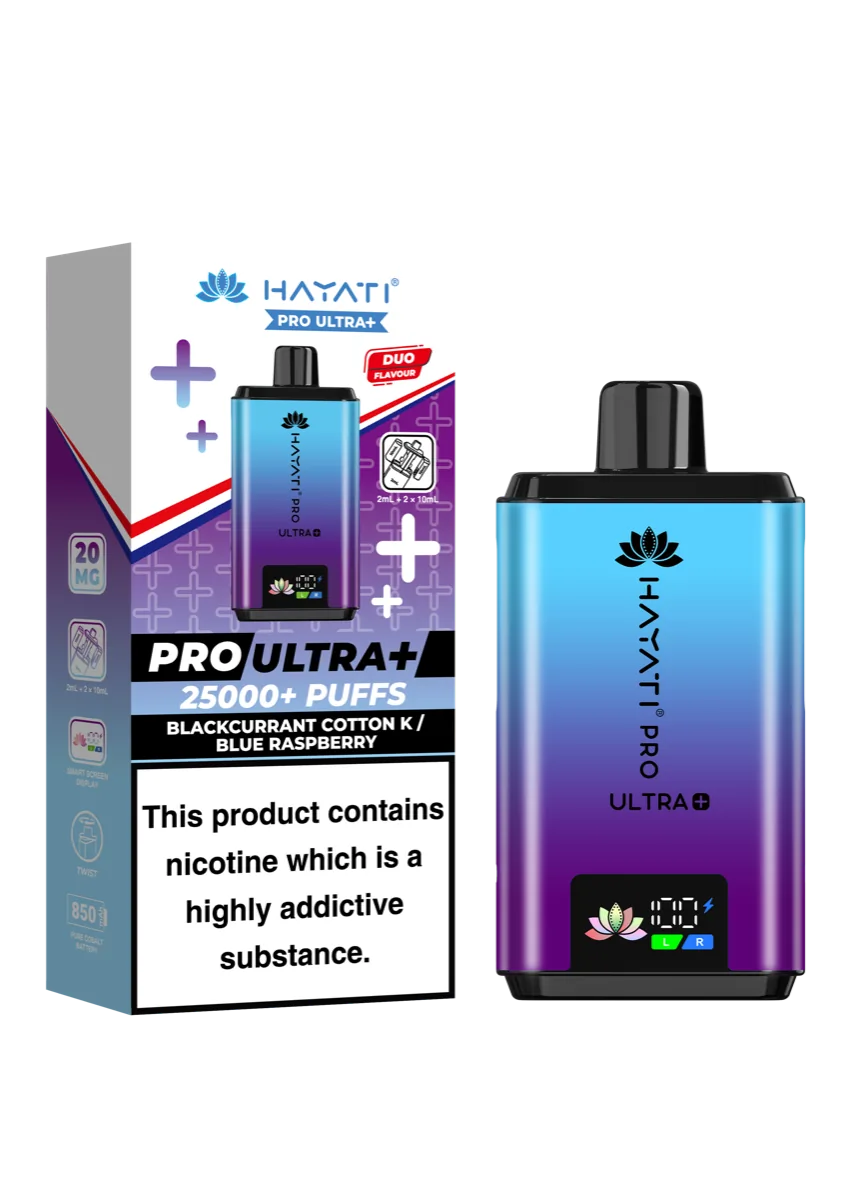 Blackcurrant Cotton K / Blue Raspberry Hayati Pro Ultra Plus 25000 Prefilled Pod Kit