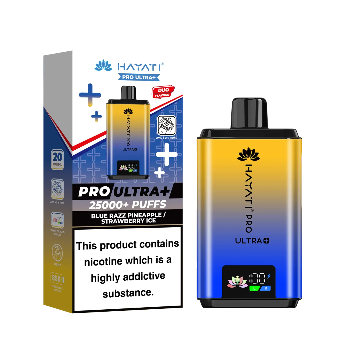 Blue Razz Pineapple / Strawberry Ice Hayati Pro Ultra Plus 25000 Prefilled Pod Kit