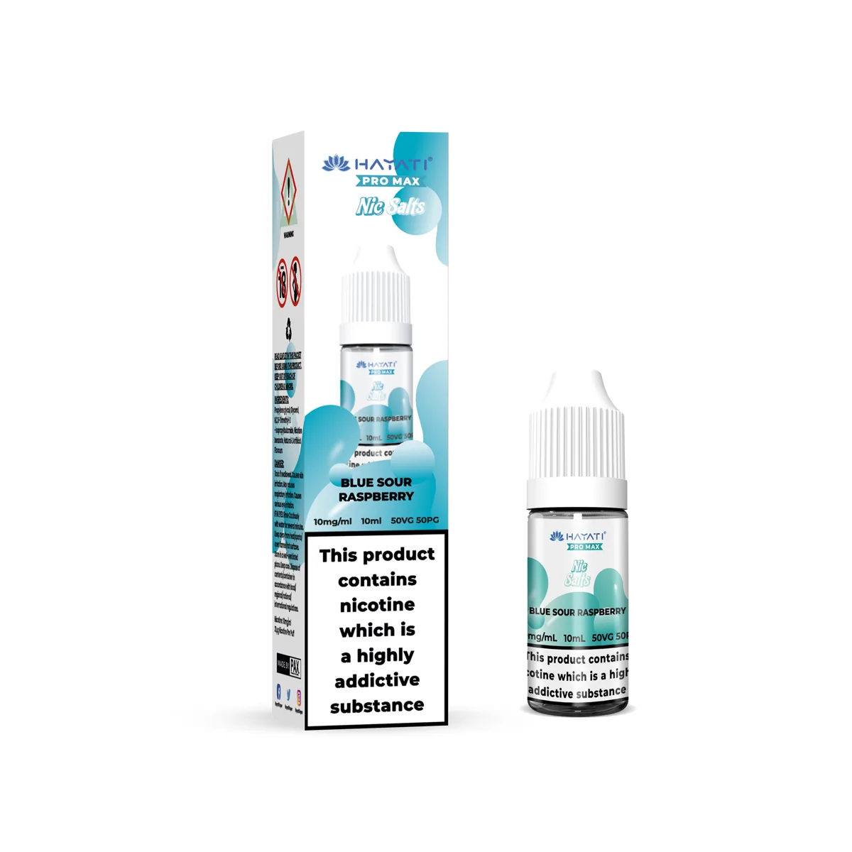 Blue Sour Raspberry Hayati Pro Max nic salt, 10ml bottle and box, 10mg