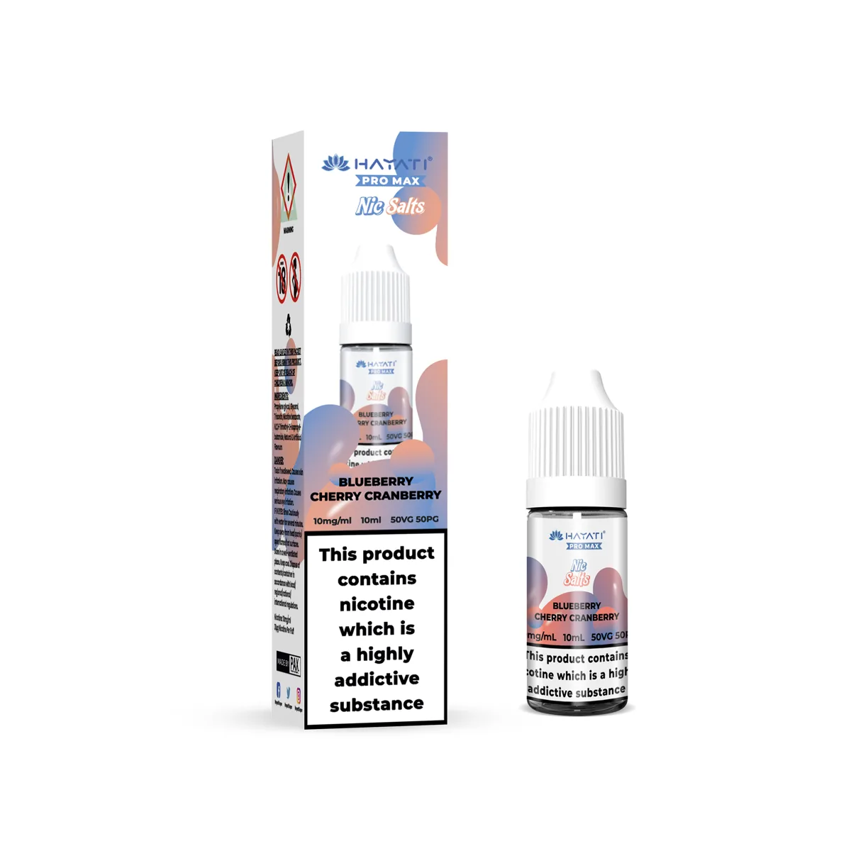 Blueberry Cherry Cranberry Hayati Pro Max nic salt, 10ml bottle and box, 10mg