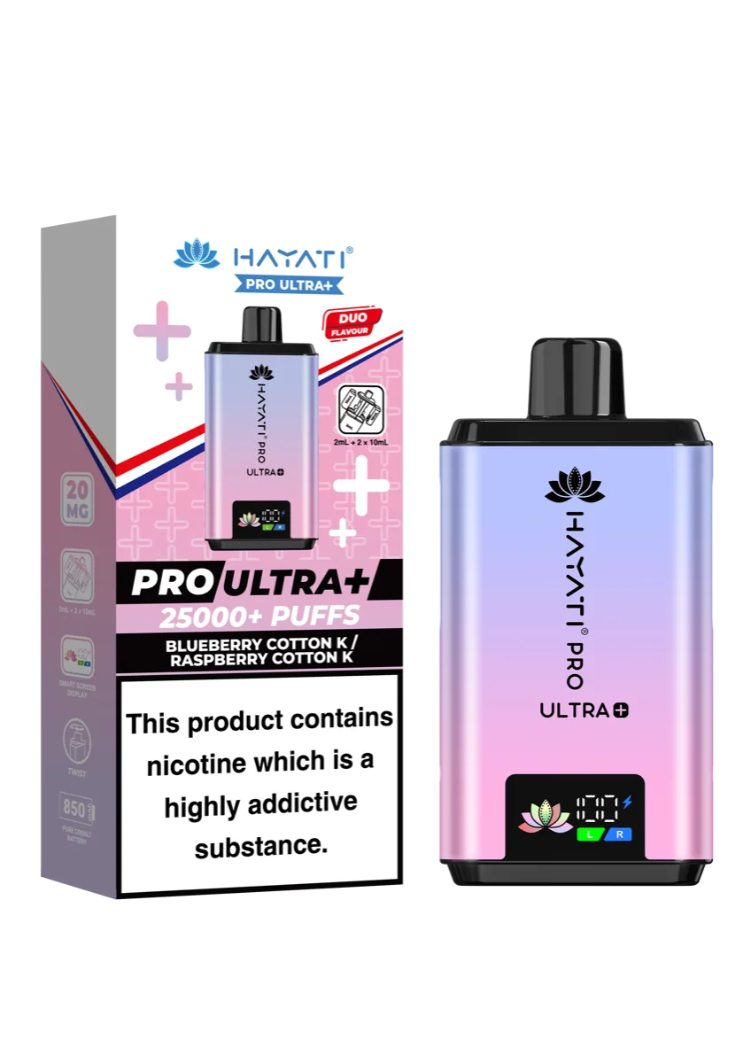 Blueberry Cotton K / Raspberry Cotton K Hayati Pro Ultra Plus 25000 Prefilled Pod Kit