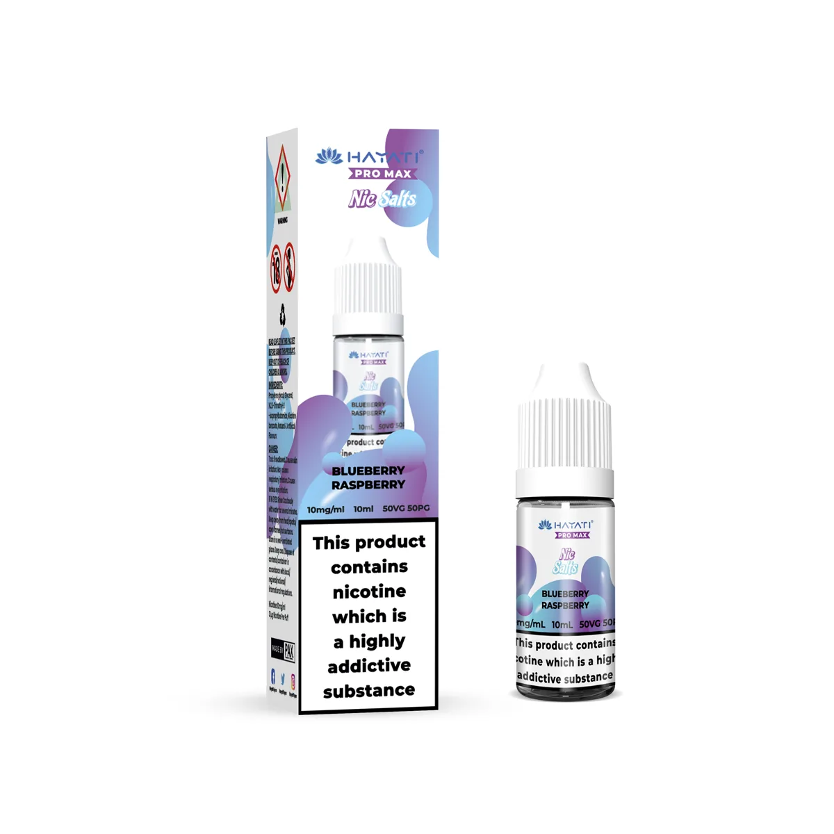Blueberry Raspberry Hayati Pro Max nic salt, 10ml bottle and box, 10mg
