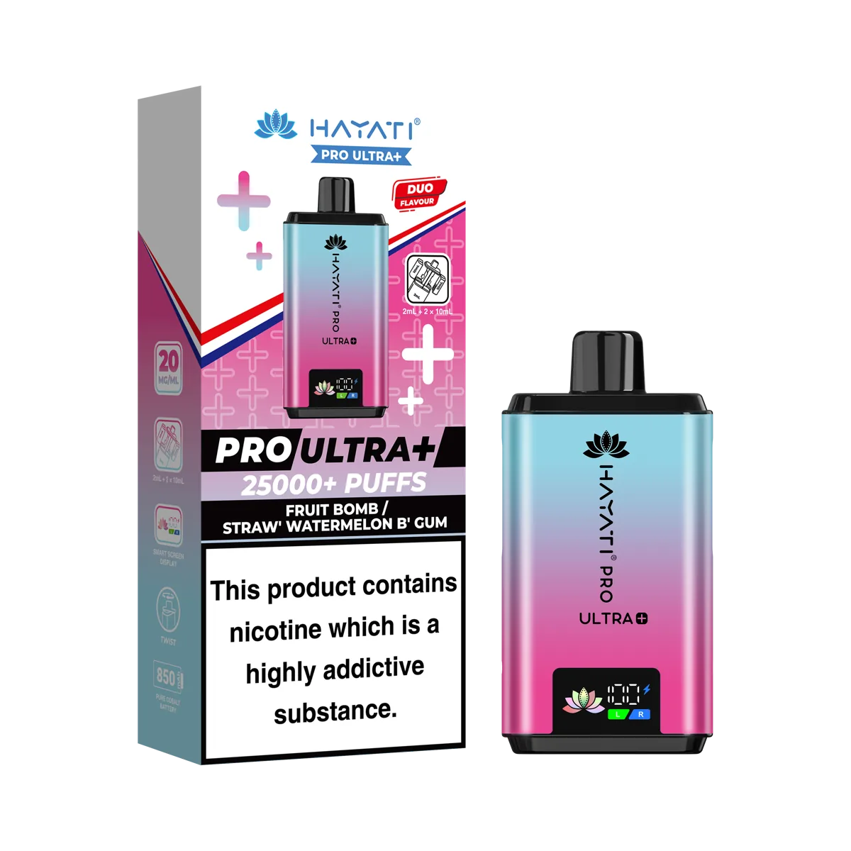 Fruit Bomb / Straw’ Watermelon B’Gum Hayati Pro Ultra Plus 25000 Prefilled Pod Kit