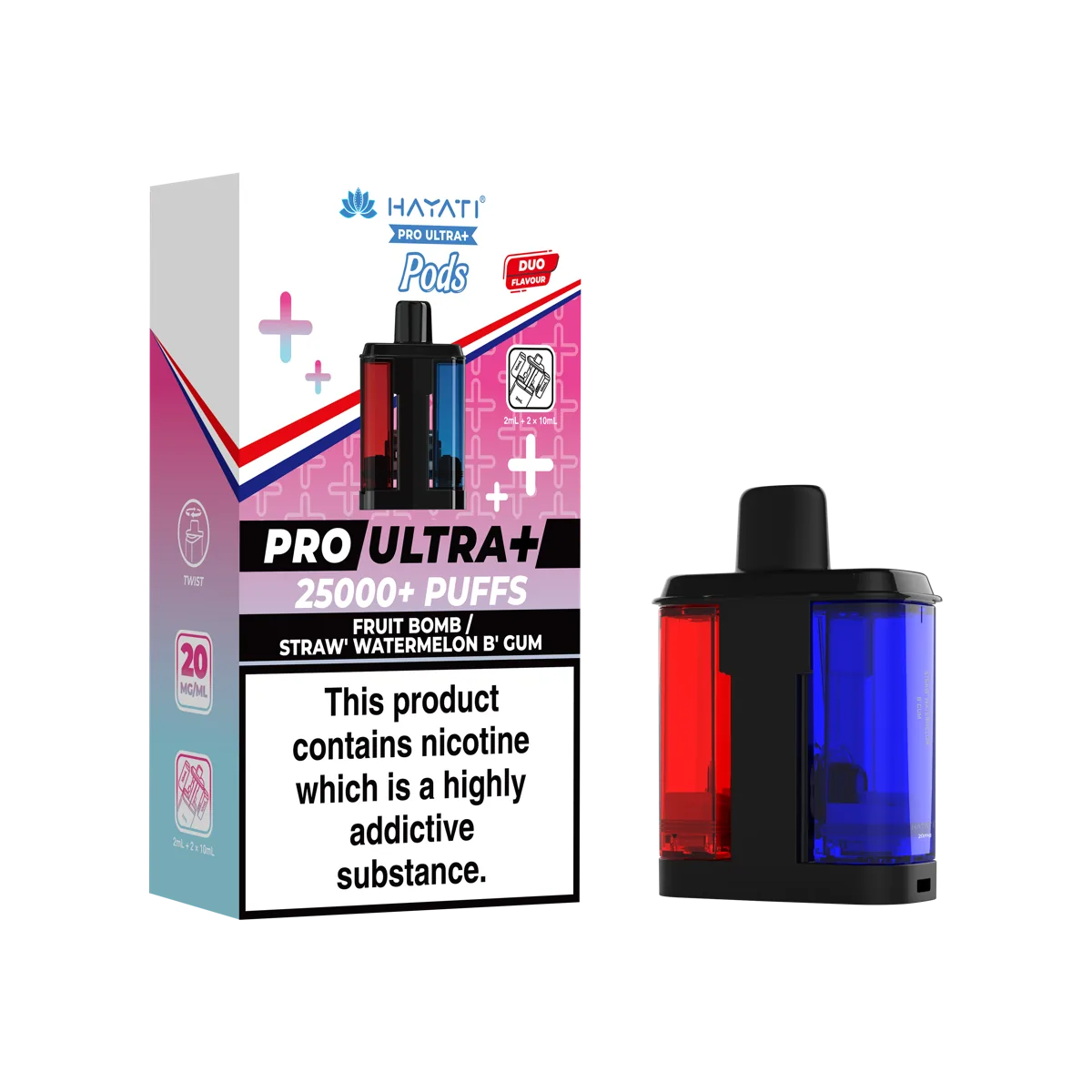 Fruit Bomb/Straw’ Watermelon B’Gum Hayati Pro Ultra Plus 25K Pods
