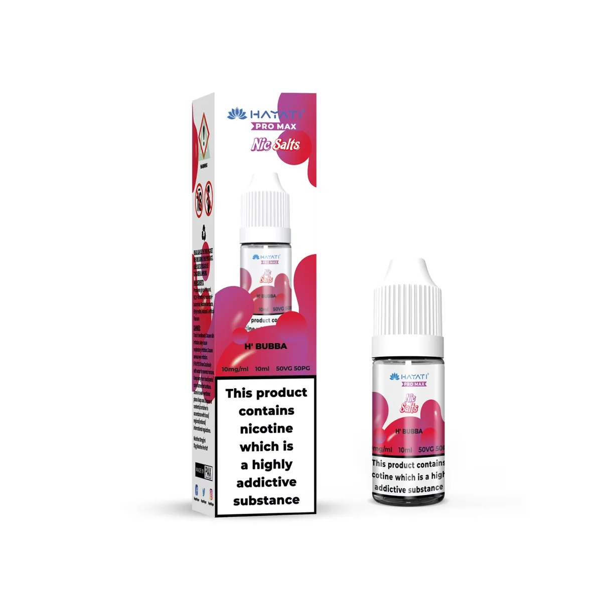 H Bubba Hayati Pro Max nic salt, 10ml bottle and box, 10mg