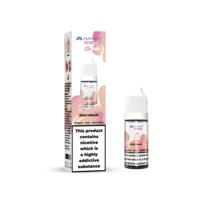 Juicy Peach Hayati Pro Max nic salt, 10ml bottle and box, 10mg