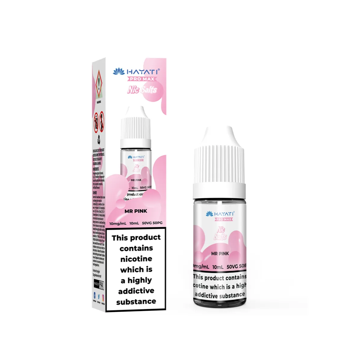 Mr Pink Hayati Pro Max nic salt, 10ml bottle and box, 10mg