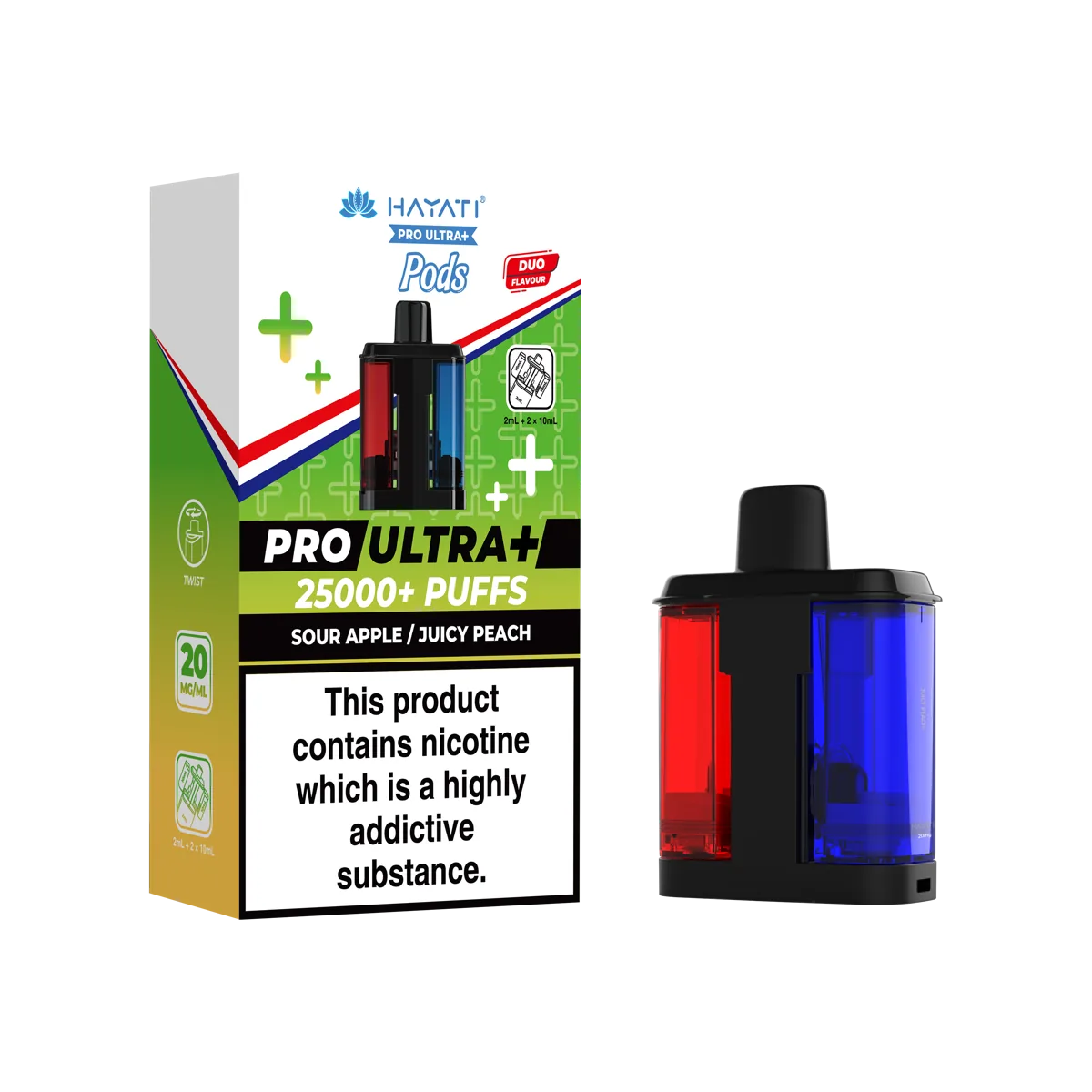 Sour Apple/Juicy Peach Hayati Pro Ultra Plus 25K Pods
