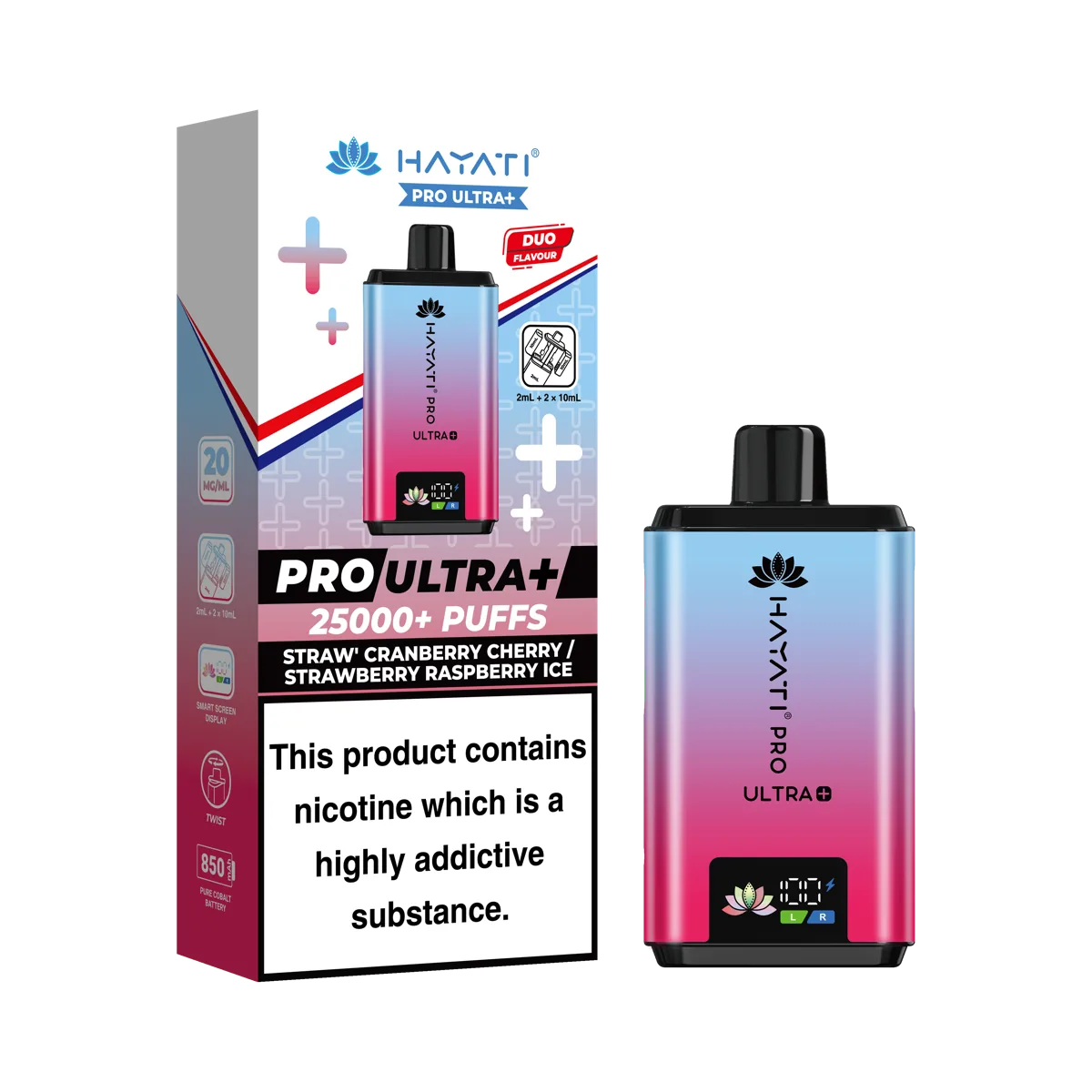 Straw’ Cranberry Cherry / Strawberry Raspberry Ice Hayati Pro Ultra Plus 25000 Prefilled Pod Kit