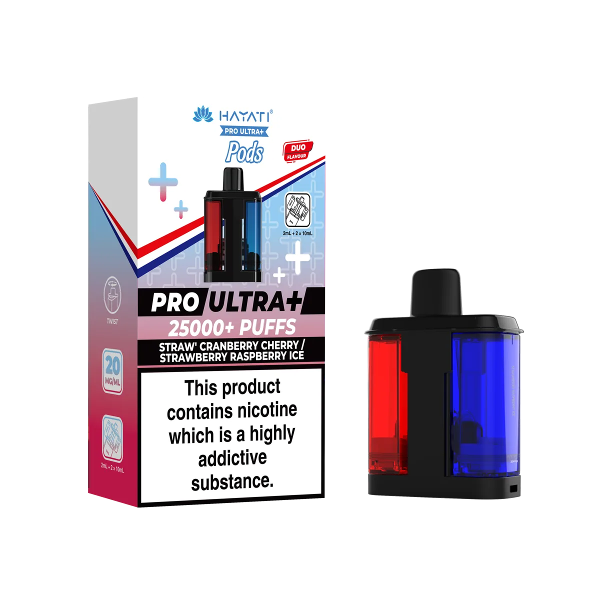 Straw’ Cranberry Cherry/Strawberry Raspberry Ice Hayati Pro Ultra Plus 25K Pods