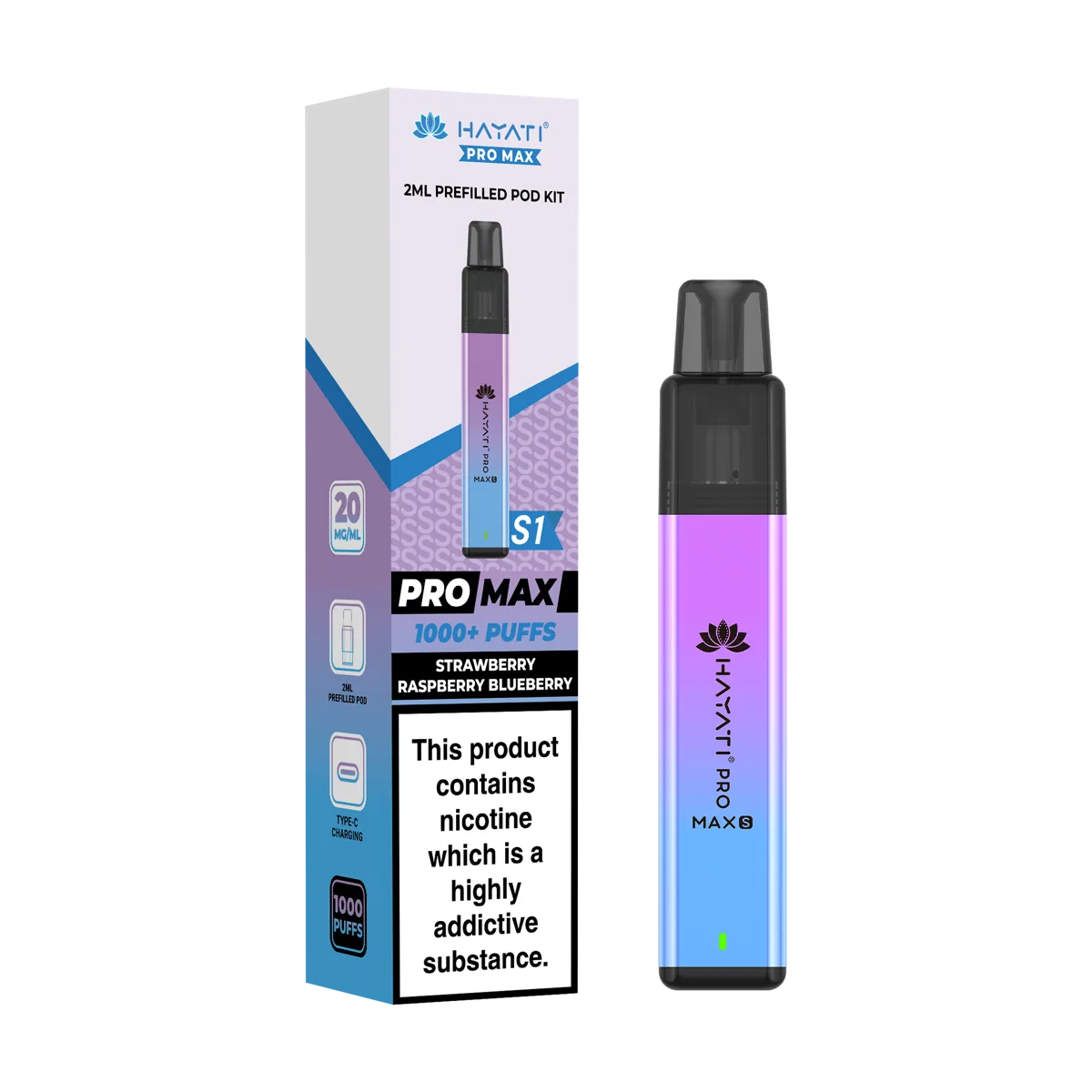 Strawberry Raspberry Blueberry Hayati Pro Max S1 Prefilled Pod Kit